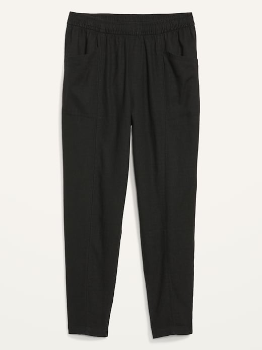 Image number 4 showing, High-Waisted Cropped Linen-Blend Pants for Women