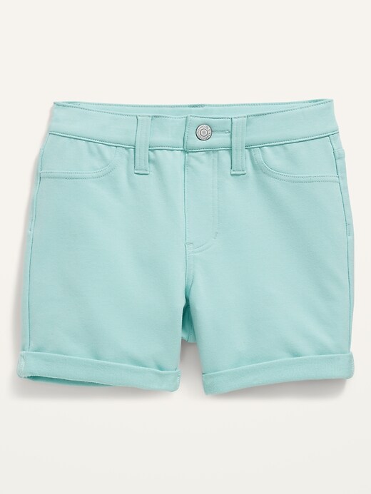 High-Waisted Roll-Cuffed Jean Midi Shorts for Girls