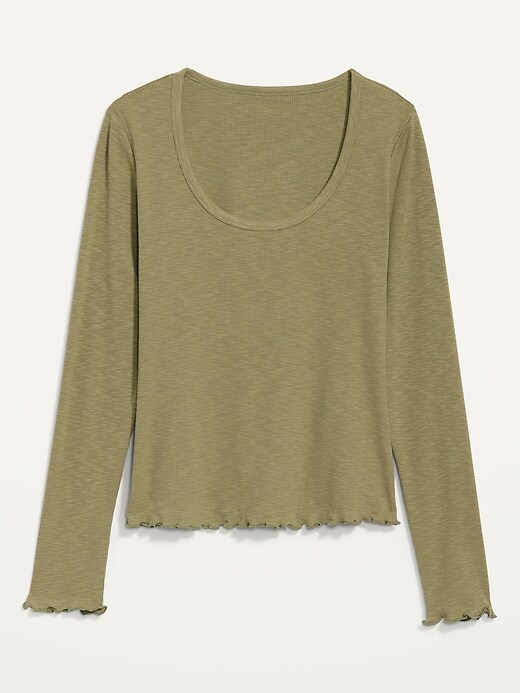 Image number 4 showing, Slim-Fit Rib-Knit Long-Sleeve T-Shirt for Women