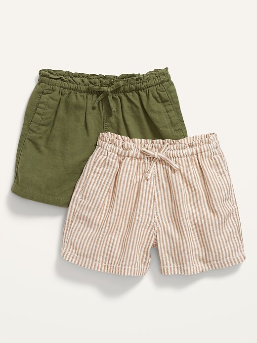 View large product image 1 of 2. Linen-Blend Pull-On Shorts 2-Pack for Toddler Girls