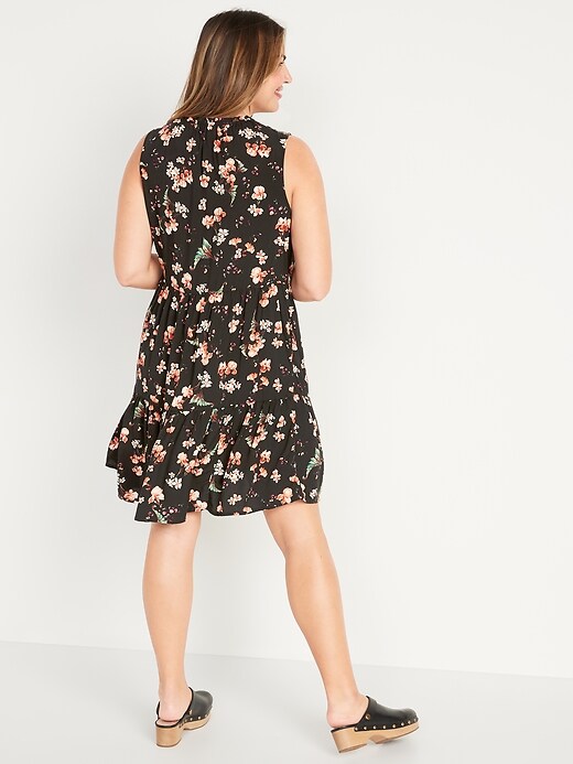 Image number 2 showing, Sleeveless Floral-Print Mini Swing Dress for Women