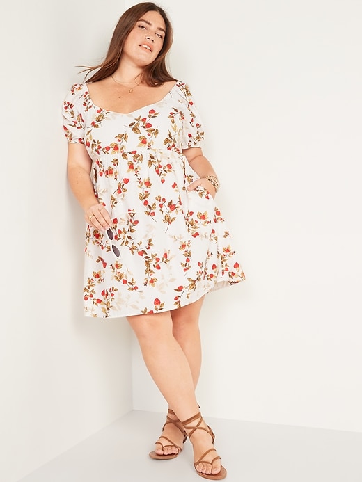 Image number 7 showing, Puff-Sleeve Fit & Flare Printed All-Day Mini Dress