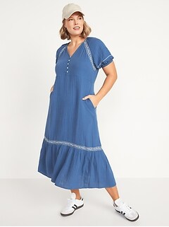 Crinkle-Crepe All-Day Maxi Swing Dress for Women