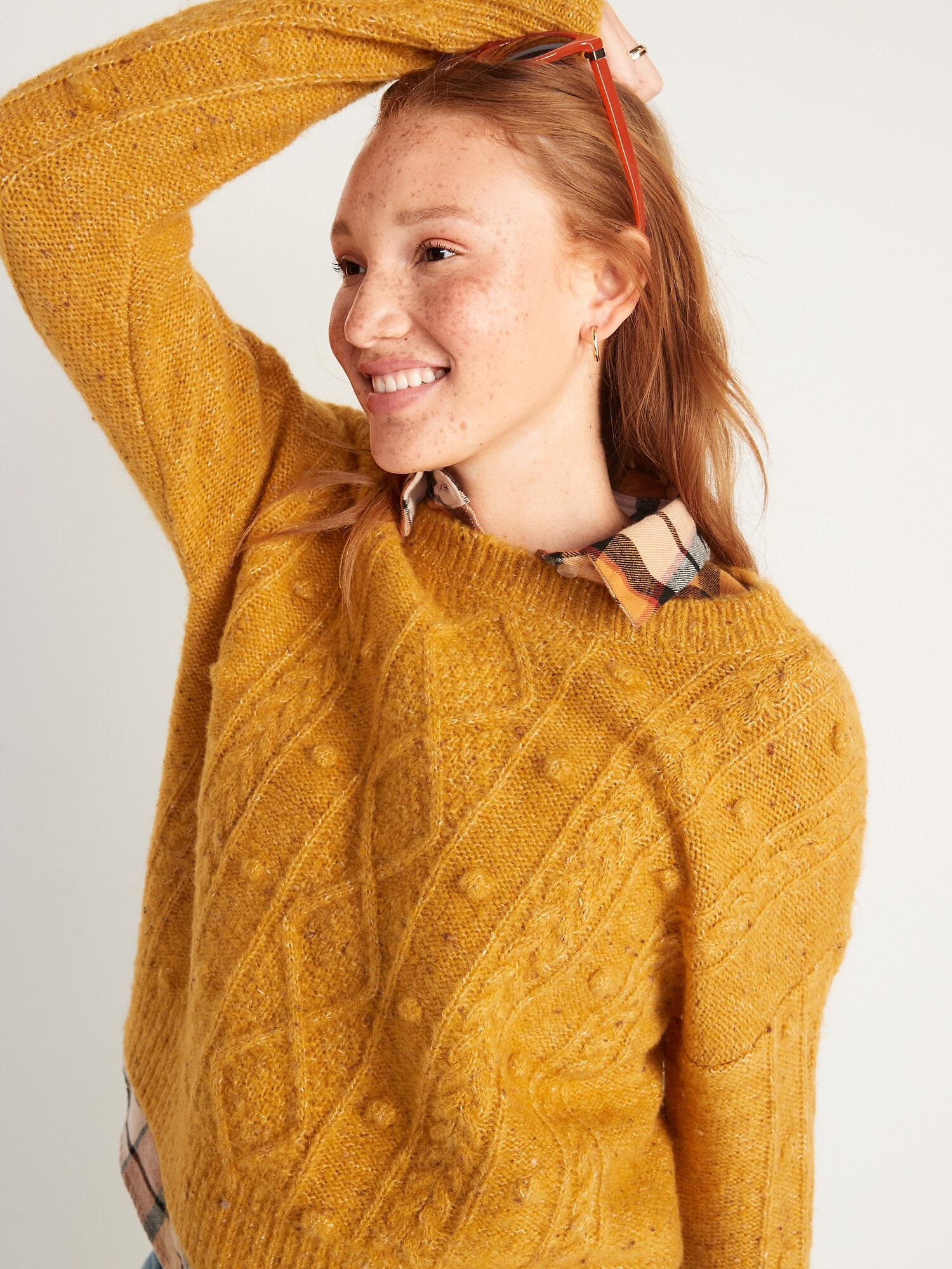 yellow popcorn sweater