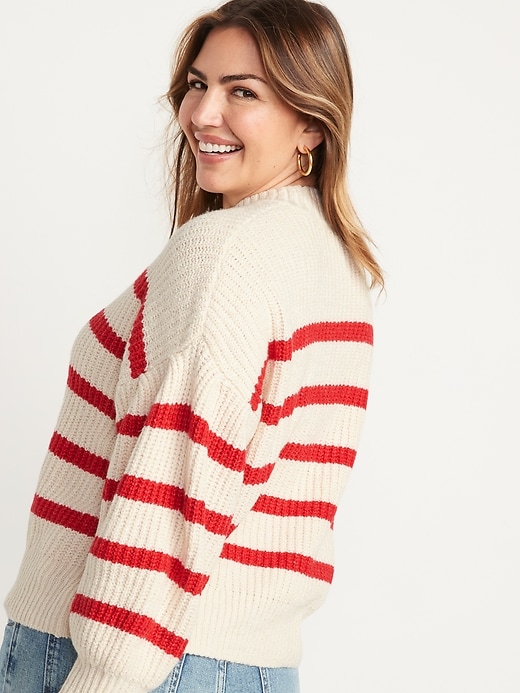 Image number 2 showing, Mock-Neck Striped Shaker-Stitch Sweater for Women