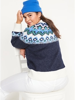 Crew Neck Fair Isle Sweater for Women | Old Navy