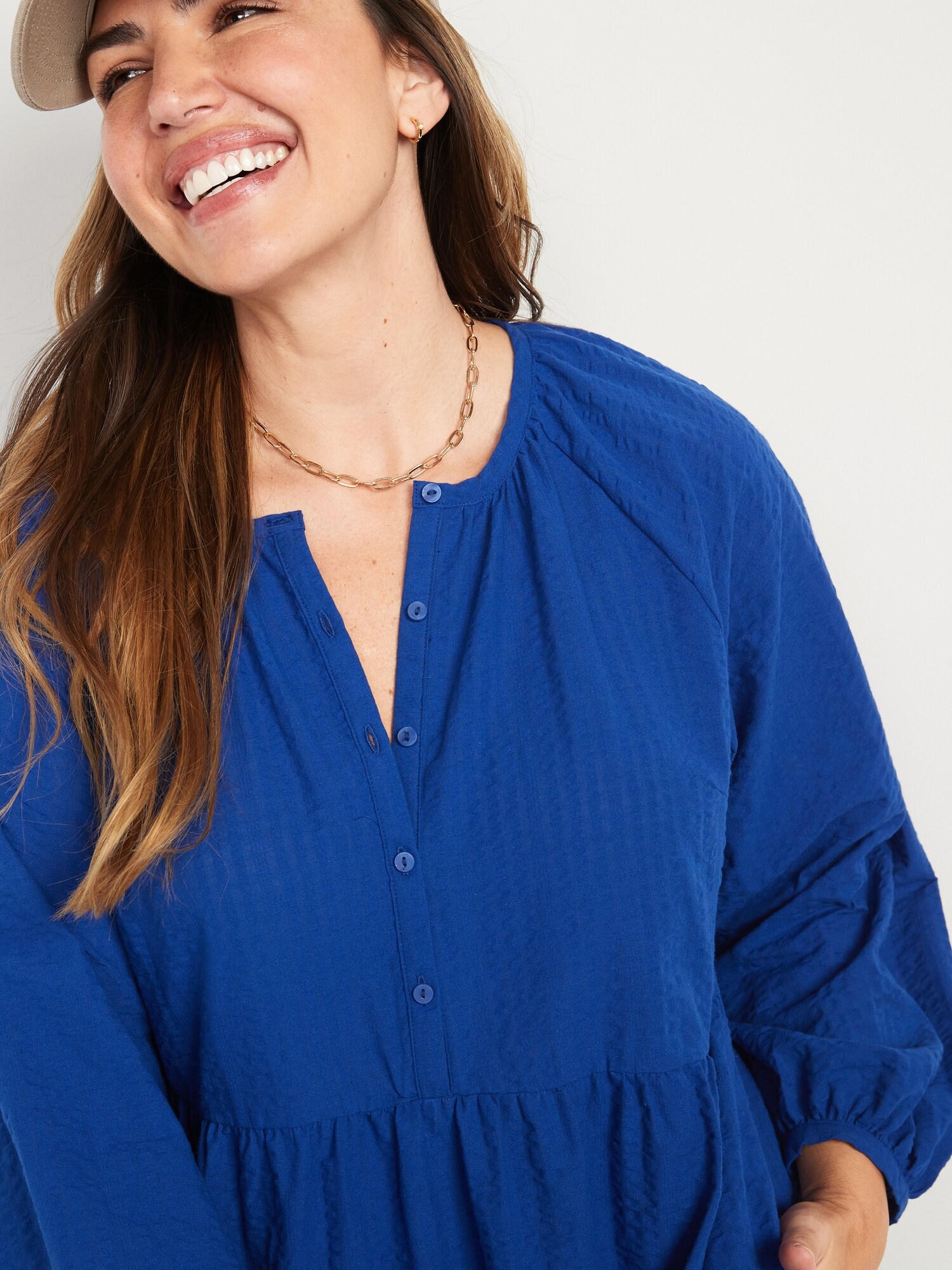 Long-Sleeve Seersucker All-Day Midi Swing Dress for Women | Old Navy
