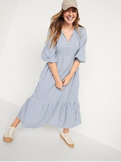 3/4-Sleeve All-Day Maxi Swing Dress for Women