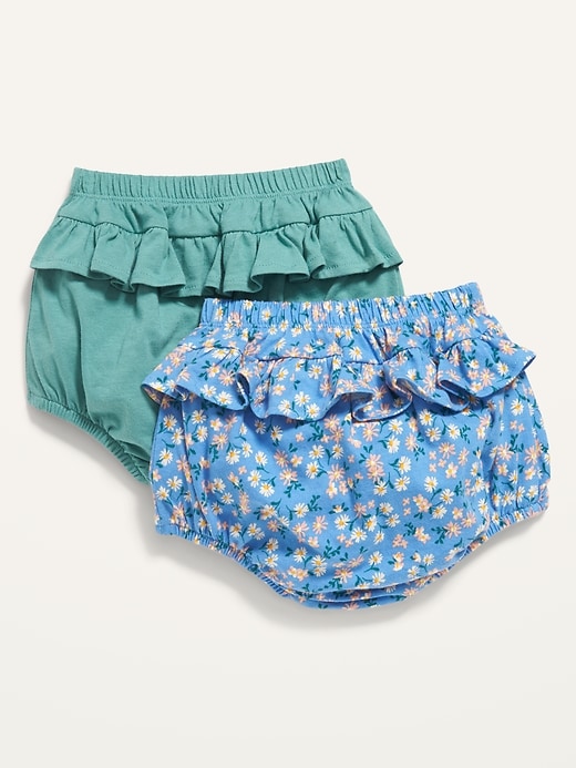 View large product image 2 of 3. Unisex Jersey Ruffle-Back Bloomer Shorts 2-Pack for Baby