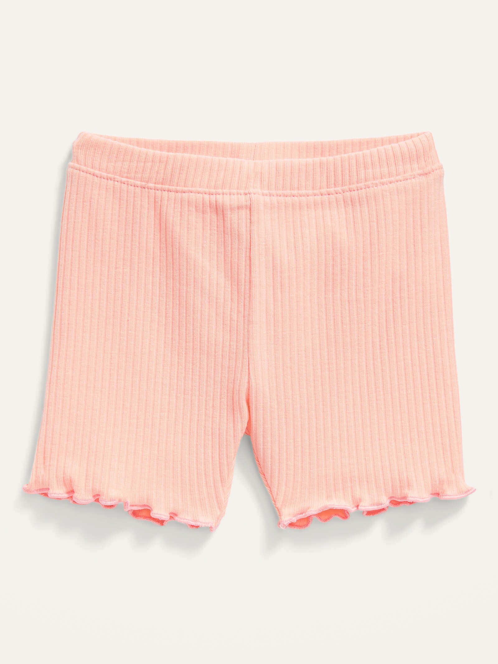 Rib-Knit Lettuce-Edge Biker Shorts for 