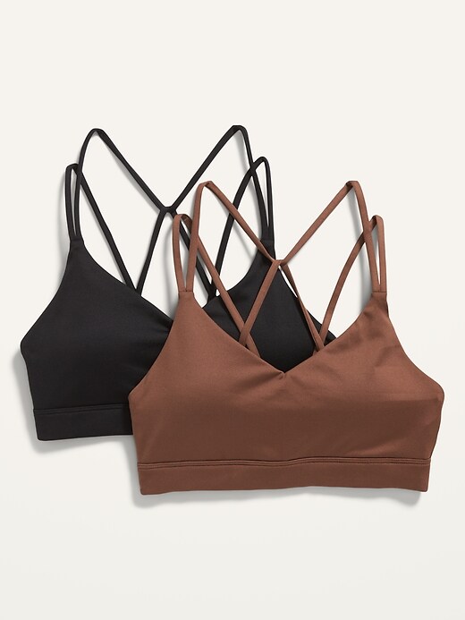 Image number 4 showing, Light Support Strappy V-Neck Sports Bra 2-Pack for Women