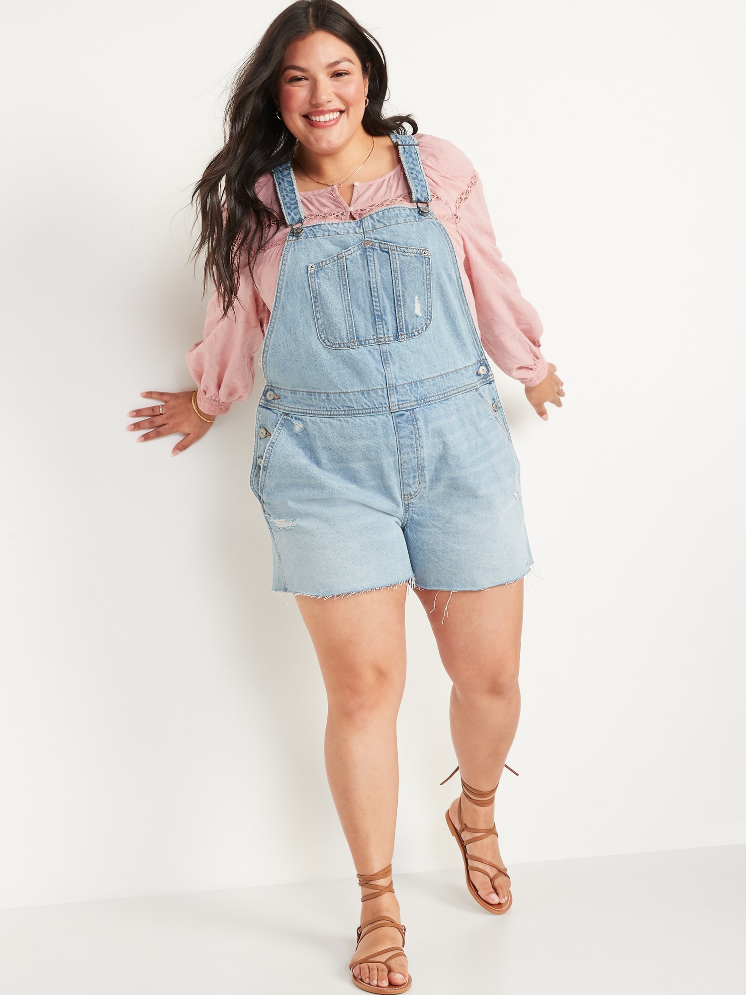 Plus size jean deals short overalls