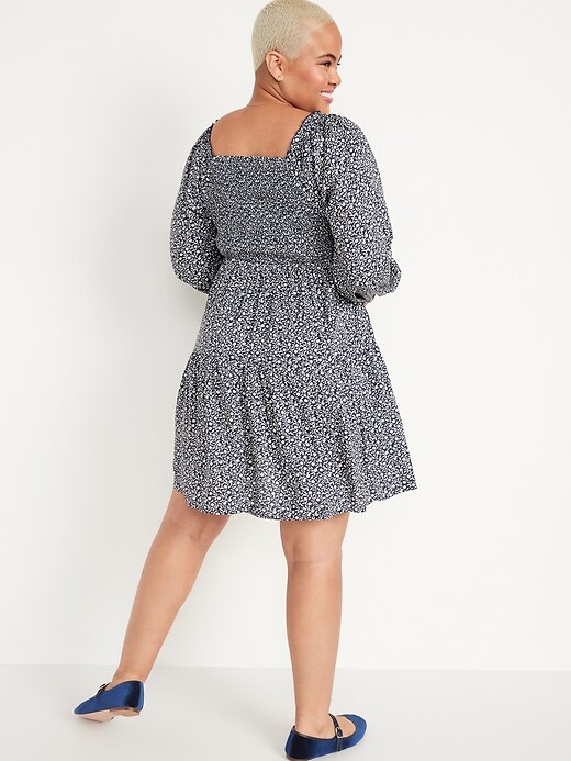 Image number 2 showing, Long-Sleeve Floral-Print Poet Mini Swing Dress for Women