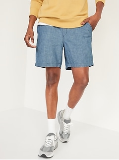 Relaxed Cotton Chambray Jogger Shorts for Men -- 7-inch inseam