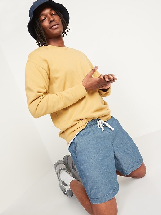 Image number 3 showing, Relaxed Cotton Chambray Jogger Shorts for Men -- 7-inch inseam