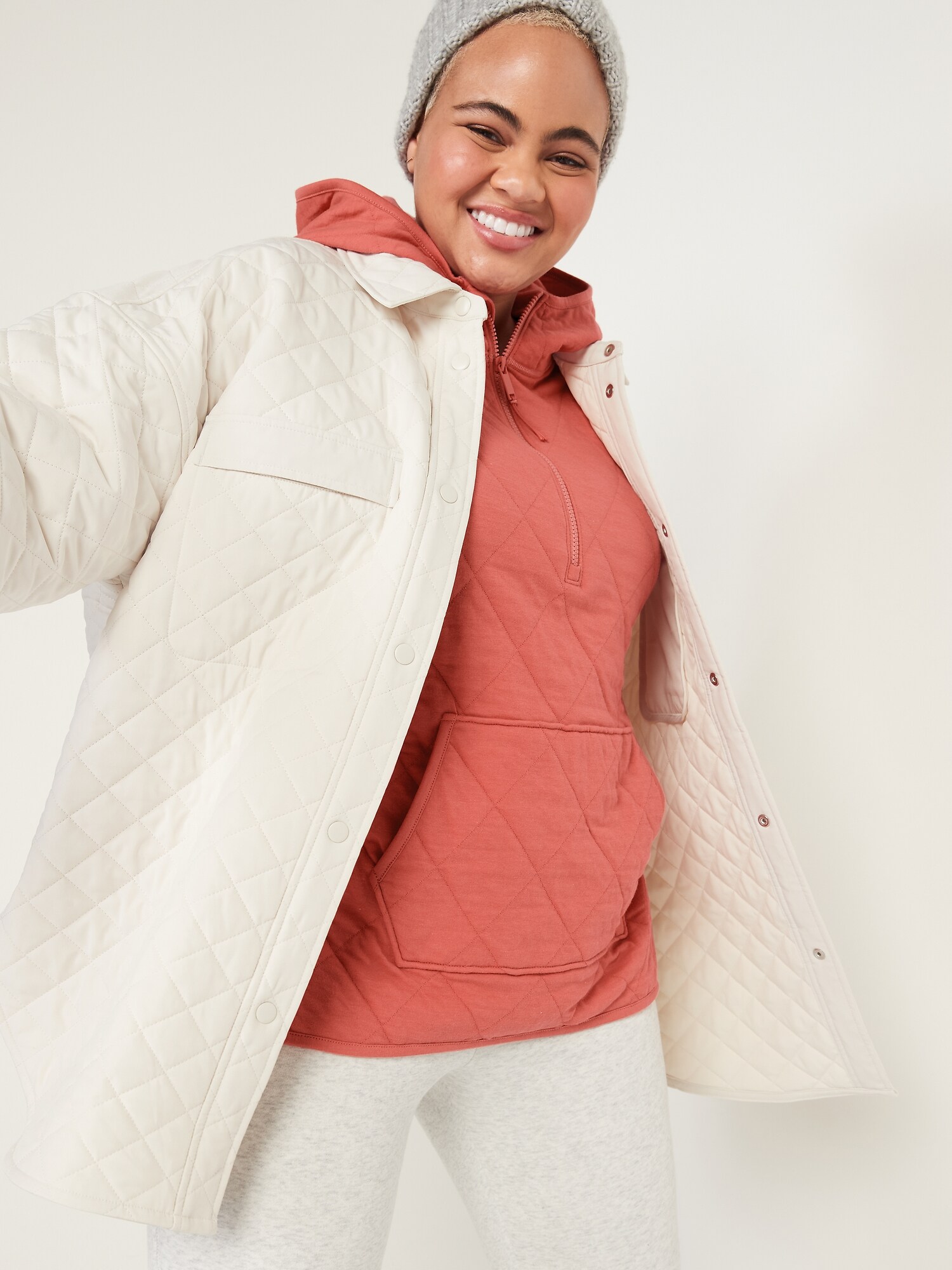 Quilted Quarter-Zip Tunic Hoodie for Women | Old Navy