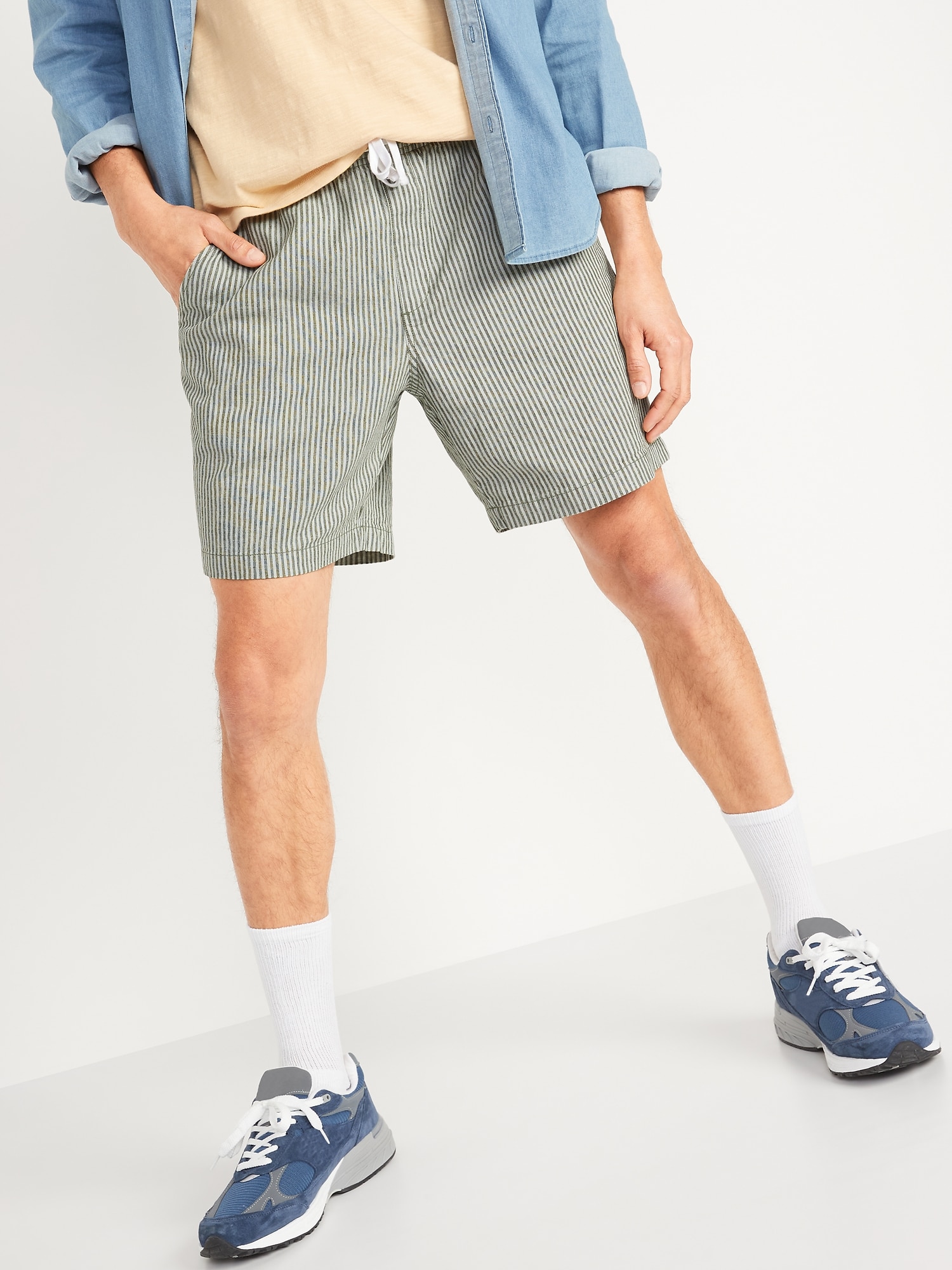 Relaxed Striped Linen-Blend Jogger 