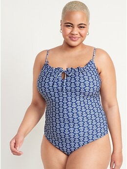 Gathered Keyhole One-Piece Swimsuit for Women