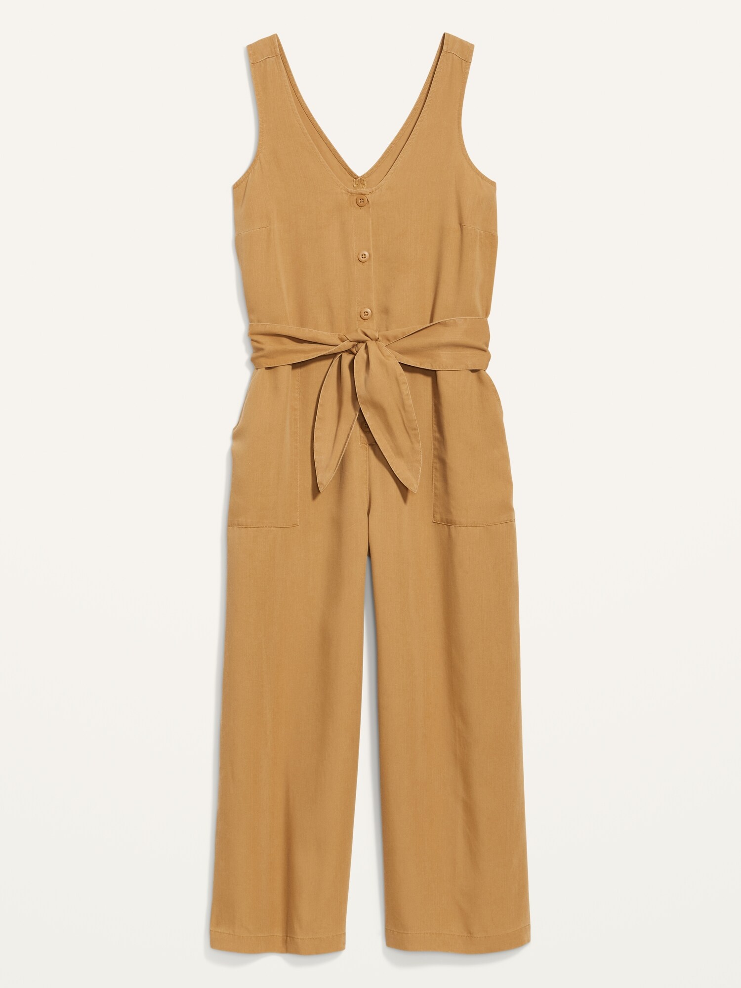 Sleeveless Voop-Neck Waist-Defined Jumpsuit for Women | Old Navy