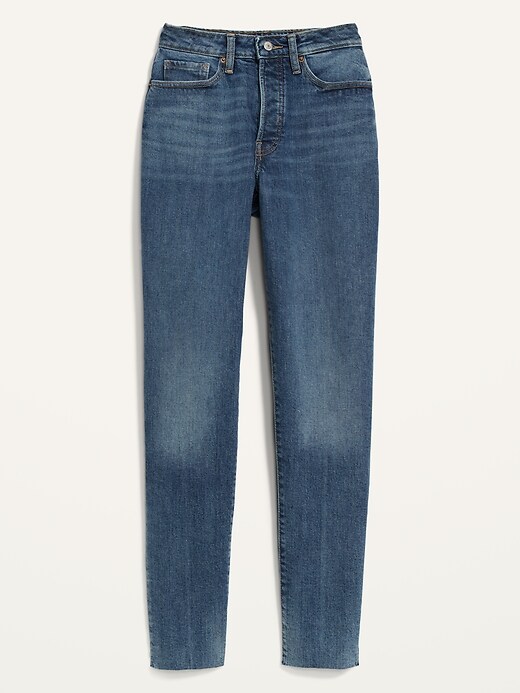 Image number 4 showing, Curvy High-Waisted Button-Fly OG Straight Cut-Off Jeans for Women