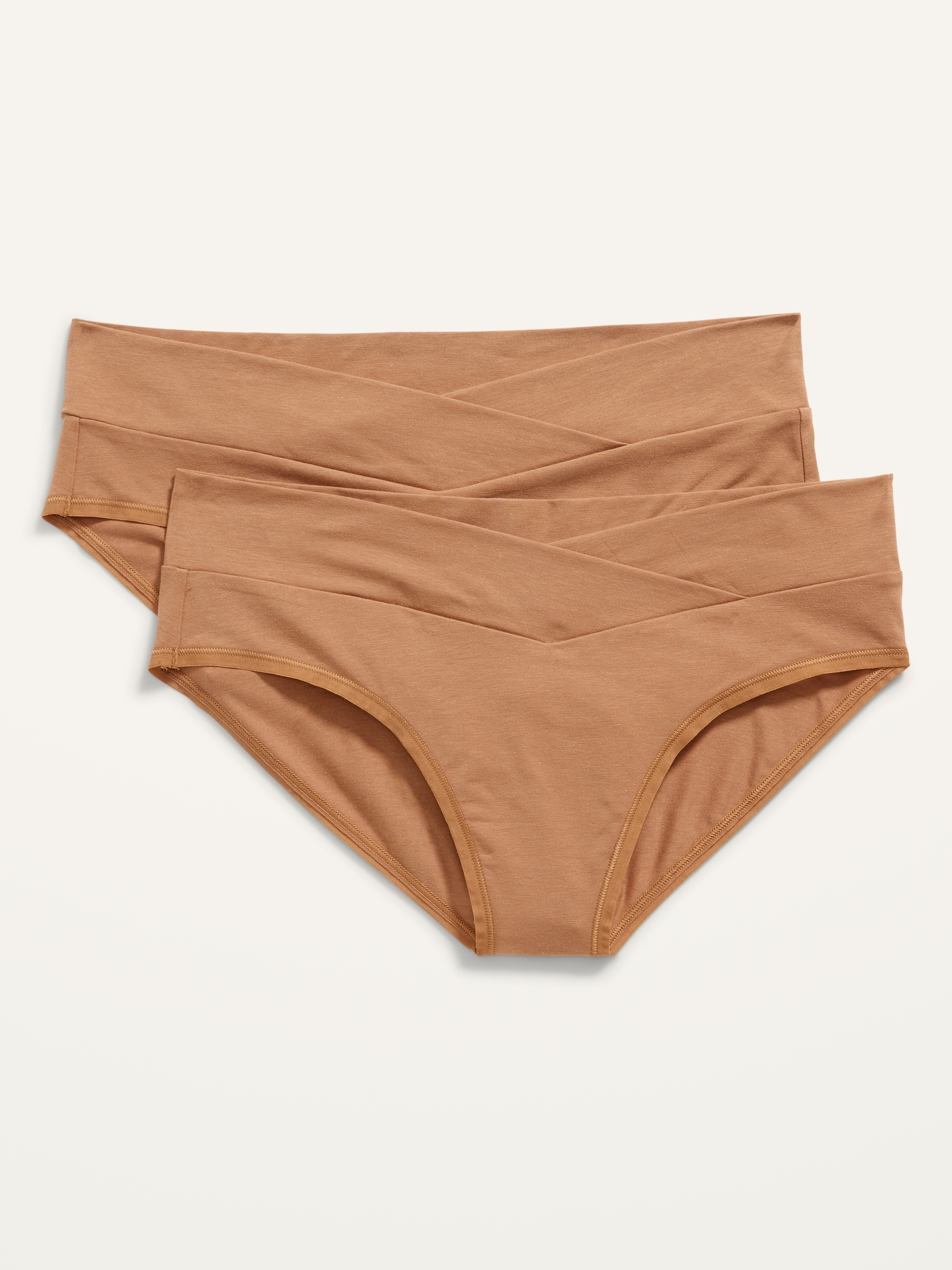 Old Navy Maternity 2-Pack Low-Rise Supima&#174 Cotton-Blend Below-Bump Bikini Underwear brown. 1