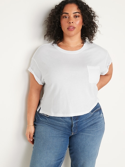 Image number 7 showing, Short-Sleeve Cropped Oversized T-Shirt for Women