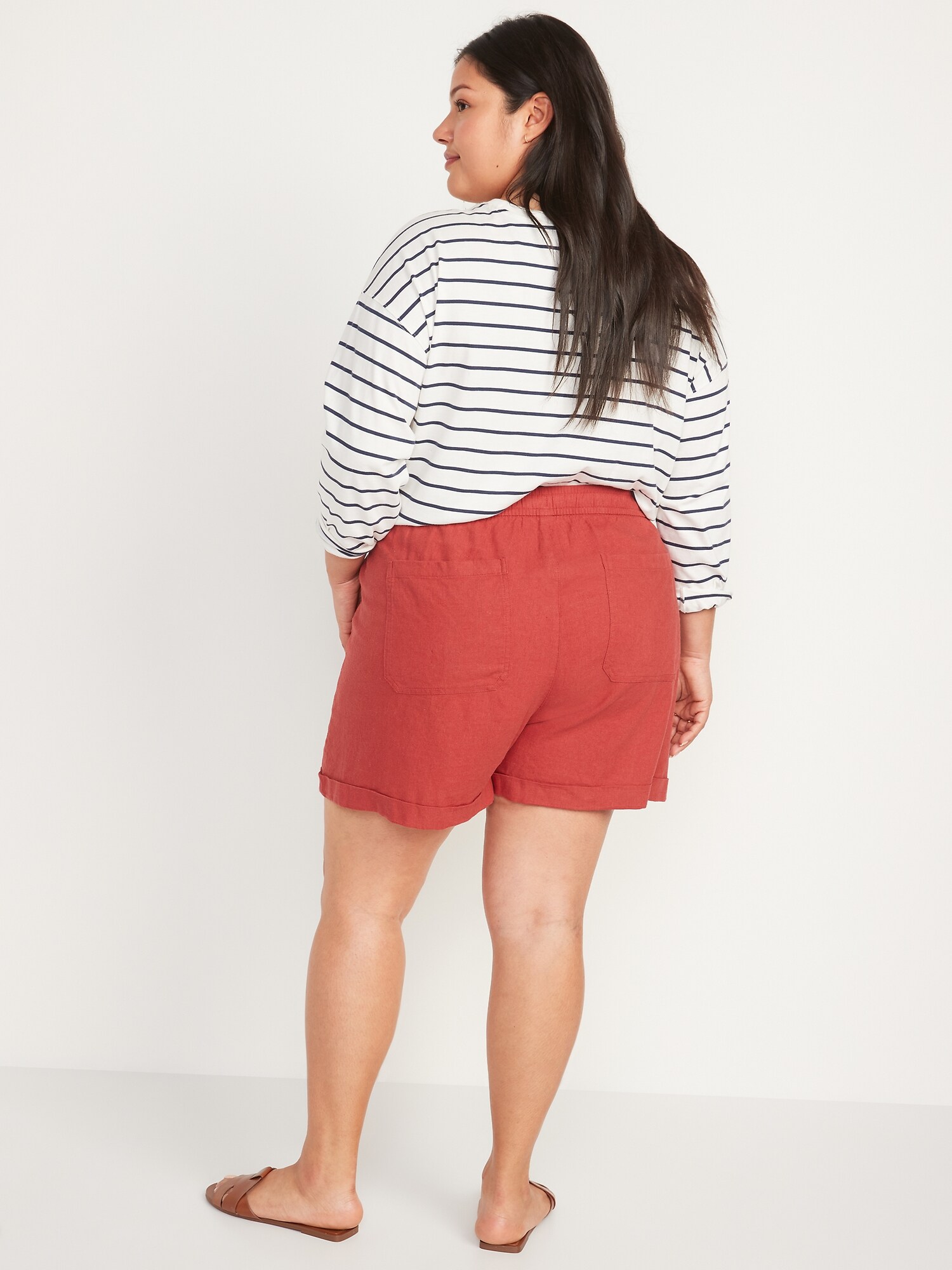 High-Waisted Linen-Blend Shorts for 