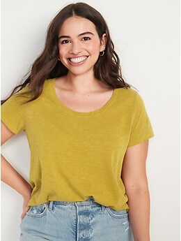 Short-Sleeve EveryWear Slub-Knit T-Shirt for Women