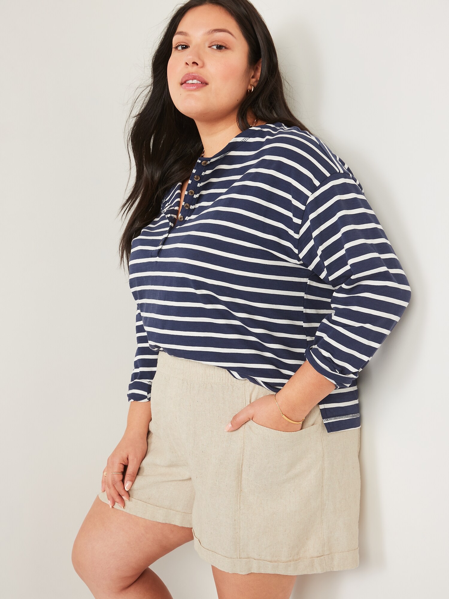 High-Waisted Linen-Blend Shorts for 