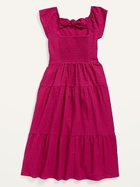 View large product image 3 of 3. Sleeveless Tiered Tie-Back All-Day Midi Dress for Girls