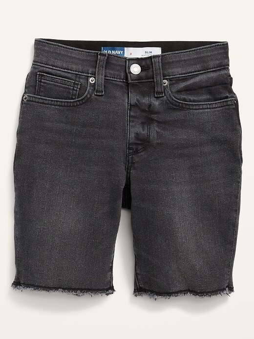 View large product image 1 of 2. Slim 360&#176 Stretch Black Jean Cut-Off Shorts for Boys