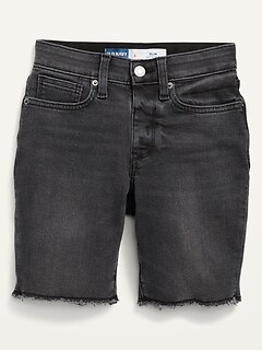 Slim 360° Stretch Black Jean Cut-Off Shorts for Boys