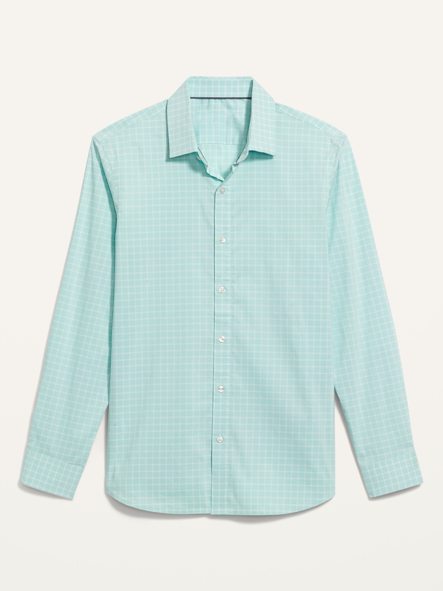 Old Navy Men's All-New Slim-Fit Pro Signature Performance Dress Shirt Teal Plaid Regular Size L
