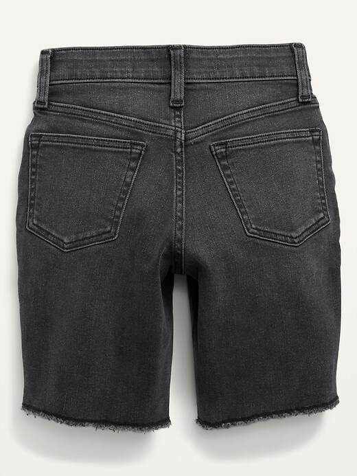 View large product image 2 of 2. Slim 360&#176 Stretch Black Jean Cut-Off Shorts for Boys
