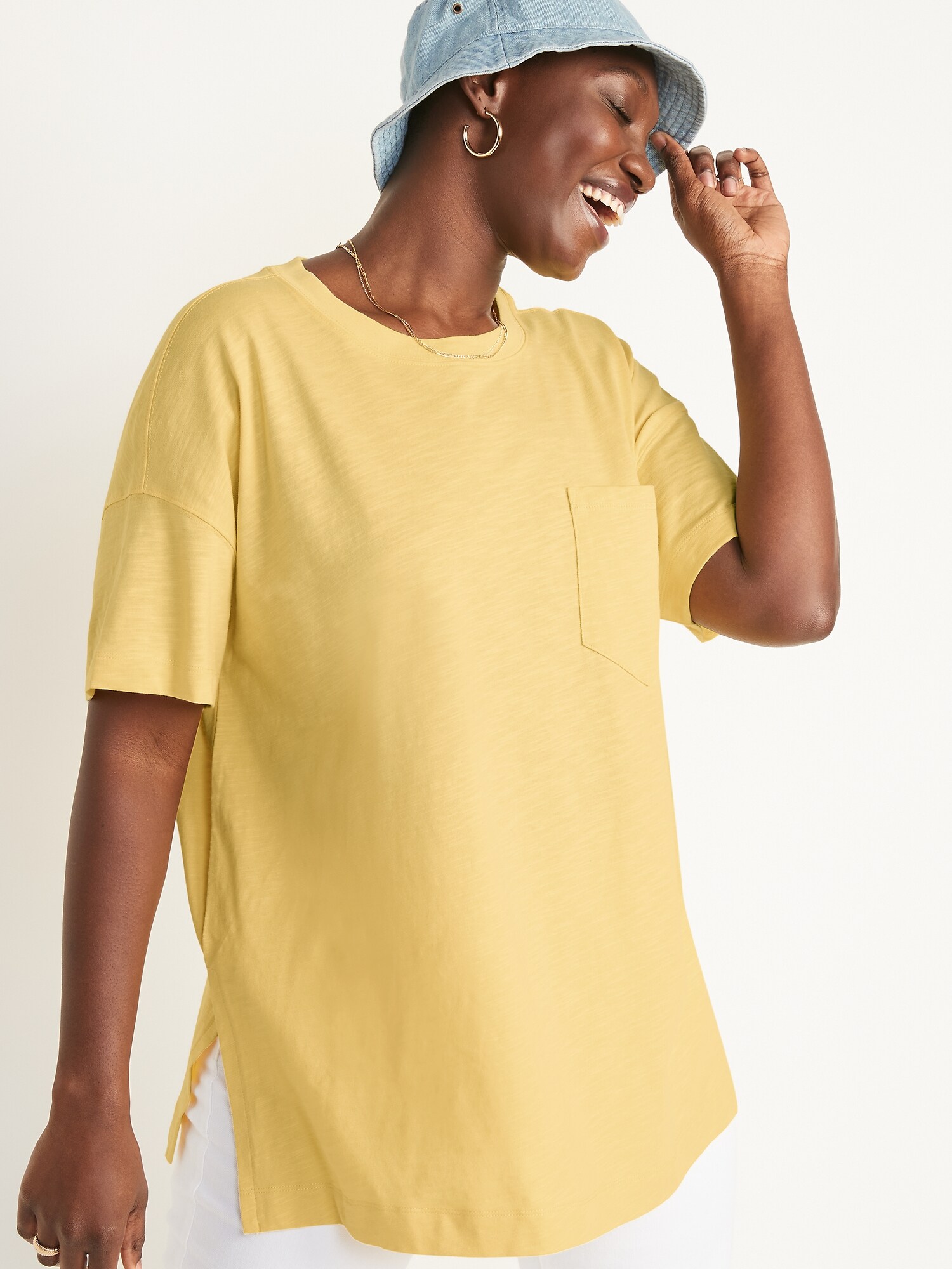 Short-Sleeve Vintage Slub-Knit Tunic T 