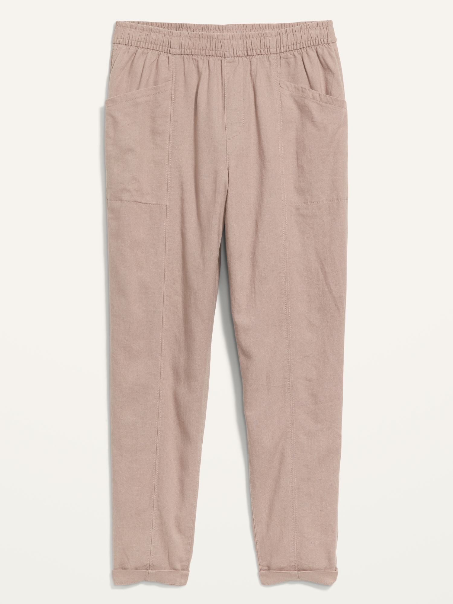 High-Waisted Cropped Linen-Blend Pants for Women