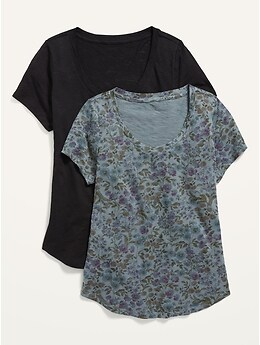 EveryWear Scoop-Neck Slub-Knit T-Shirt 2-Pack for Women