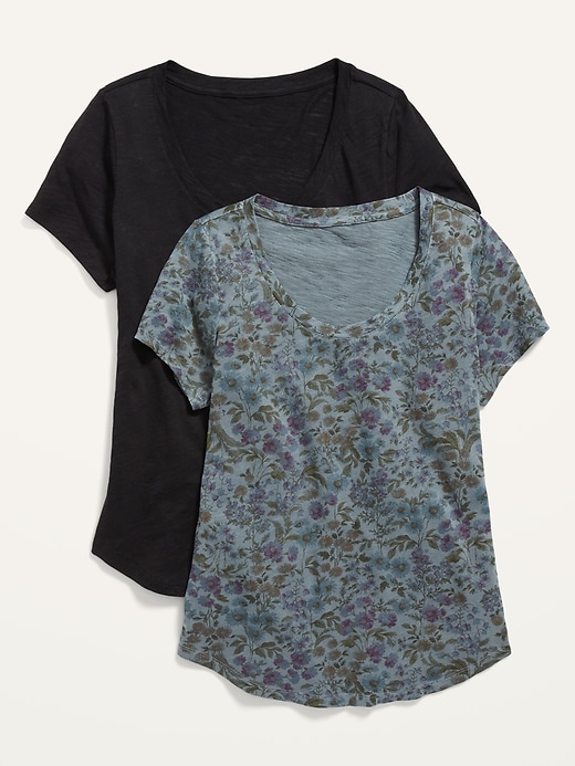 Old Navy EveryWear Scoop-Neck Slub-Knit T-Shirt 2-Pack for Women. 1