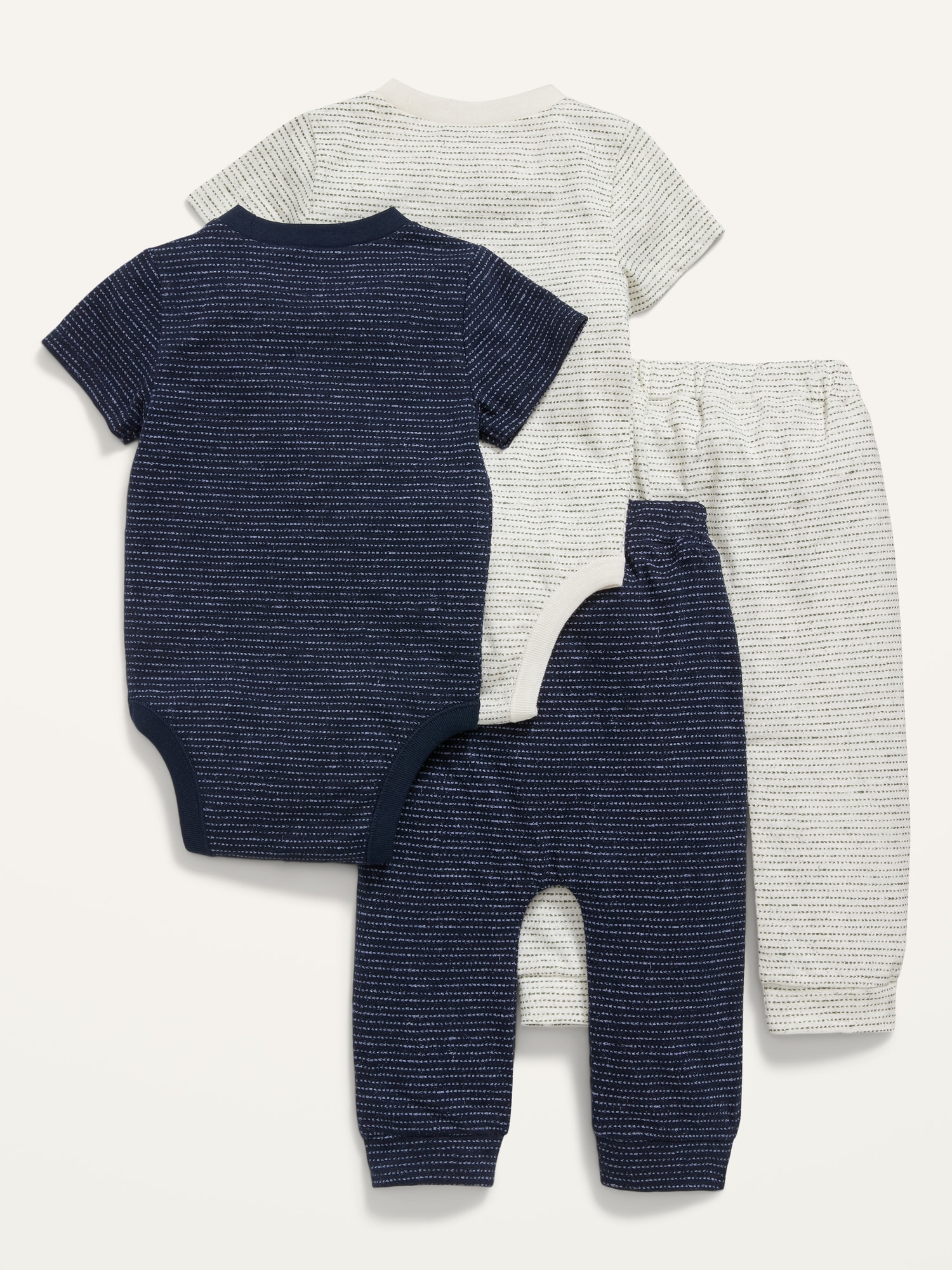 Unisex 4-Piece Bodysuit and Pants Set for Baby