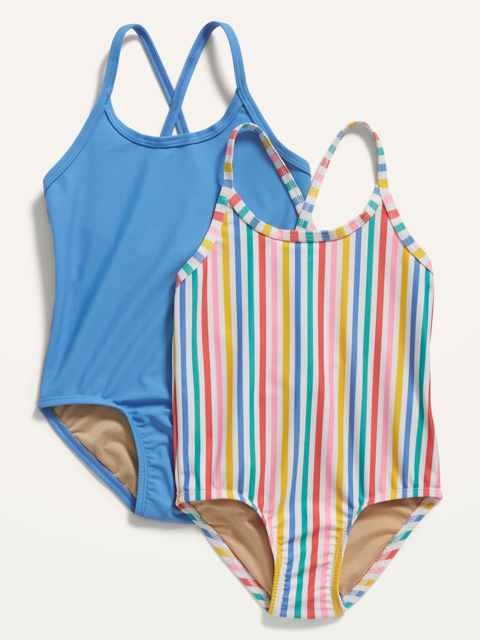 NWT Old Navy Seersucker Striped Ruffled Swimsuit 1PC 3T Toddler Girl