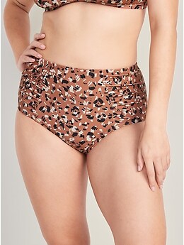 High-Waisted Ruched Swim Bottoms for Women