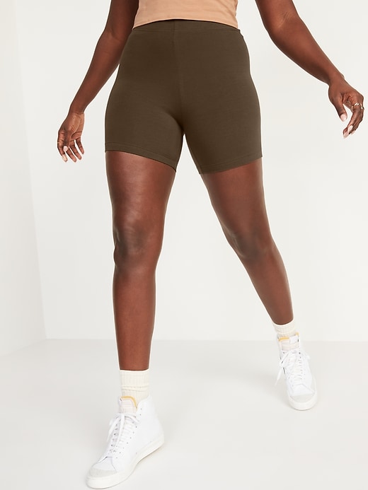 Image number 1 showing, High-Waisted Jersey Biker Shorts -- 6-inch inseam