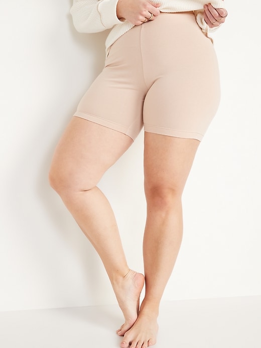 Image number 1 showing, High-Waisted Jersey Biker Shorts -- 6-inch inseam