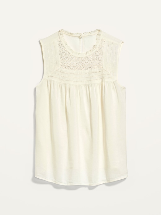 Image number 4 showing, Ruffled Lace-Trim Sleeveless Blouse for Women