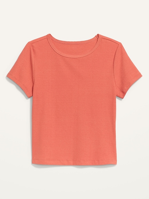 L'image numéro 4 présente T-shirt en tricot côtelé à manches courtes, coupe étroite pour Femme