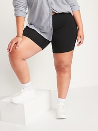 View large product image 7 of 8. High-Waisted Jersey Biker Shorts -- 6-inch inseam