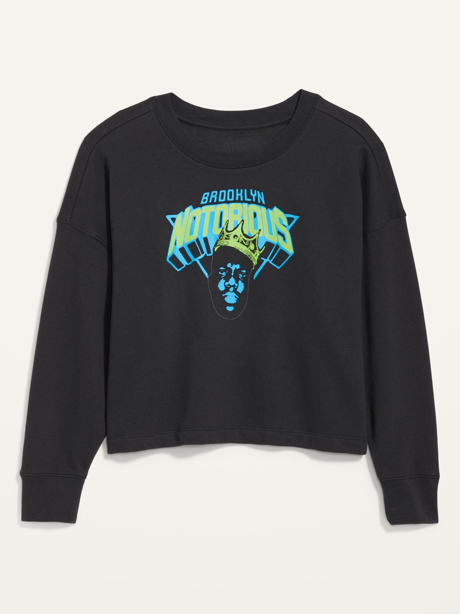Long-Sleeve Oversized Cropped Pop-Culture Graphic Sweatshirt for Women
