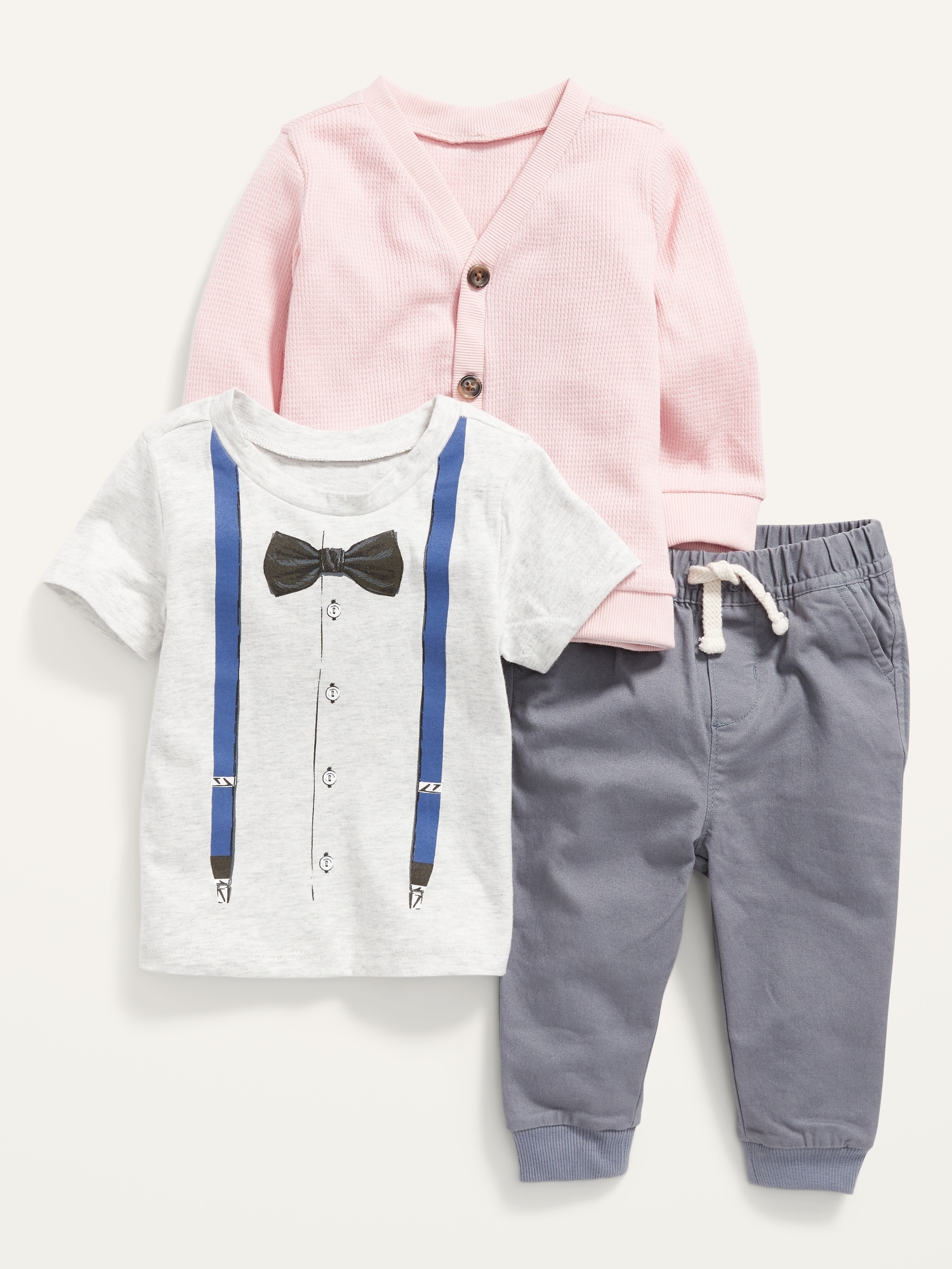 3-Piece Cardigan, T-Shirt and Pants Set 