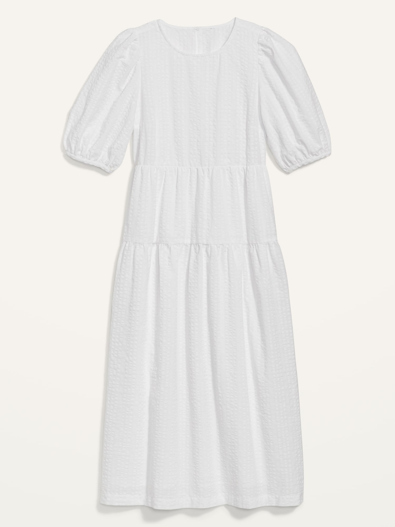 Tiered Puff-Sleeve All-Day Midi Swing Dress for Women | Old Navy