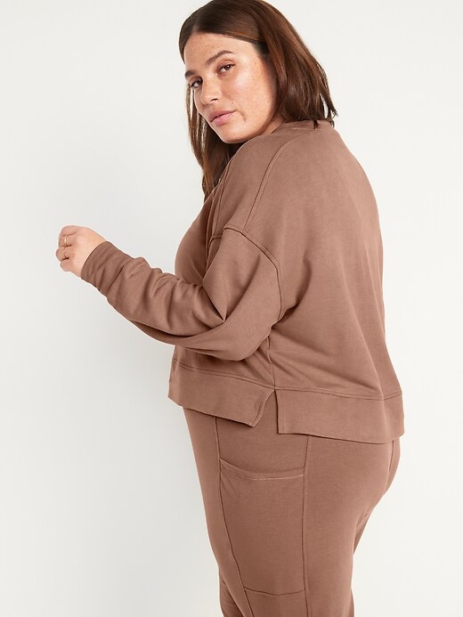 Image number 8 showing, Long-Sleeve Live-In Cropped French-Terry Sweatshirt for Women